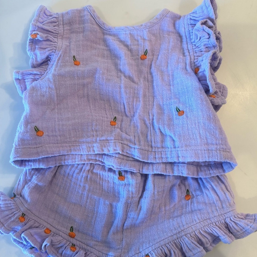 Pink Chicken Shorts Set in Lavender Oranges